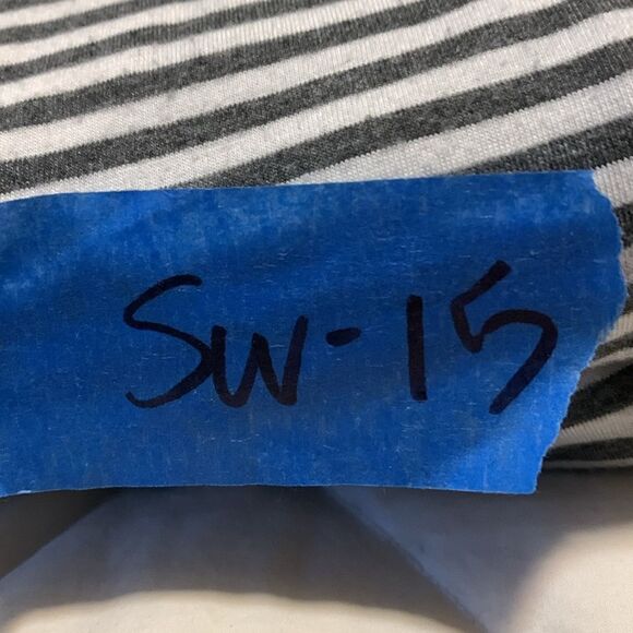 TICKLED TEAL, smock, large, great condition, gray stripes, front pockets - Picture 11 of 11